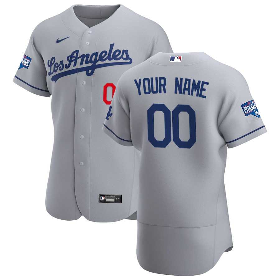 Los Angeles Dodgers Customized Nike Gray Road 2020 World Series Champions Team MLB Jersey,We sell and wholesale Los Angeles Dodgers Customized Nike Gray Road 2020 World Series Champions Team MLB Jersey on line form chian!